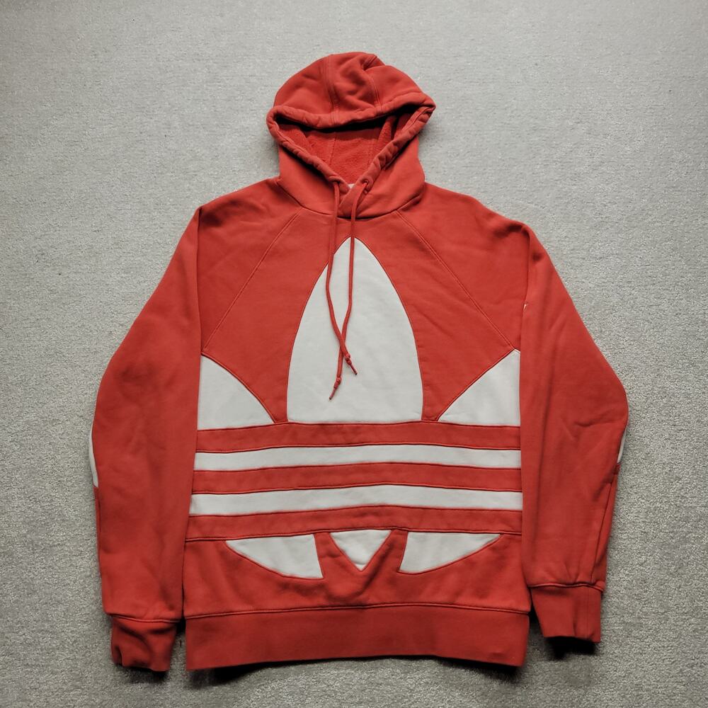 Adidas Originals Men’s Small Red White Big Trefoil Logo Pullover Hoodie